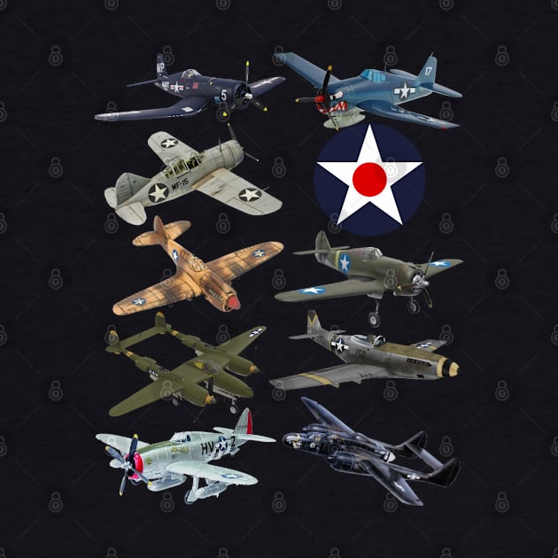 WW2 American Fighters F4U Corsair P-51 Mustang P-40 Warhawk by F&L Design Co.